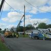 Replacement work on a utility pole that snapped on Main Street in Greenfield Thursday, June 4.