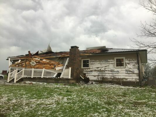 Home of Patty and David Langston damaged on May, 3 2020.(Photo by Gina Langston)