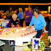 Volunteers manned a gift wrapping station.