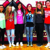 Left to right: Khala Fleming, freshman; Olivia Chapman, sophomore; Sarah White, senior; Alysa Dyer, senior; Shayne Mallory, senior; and Bethany Gulick, junior.