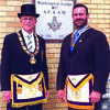 Left, Grand Master MWB Richard Smith with Washington Lodge #87, AF&amp;AM, Lodge Master WB Zach Adams.