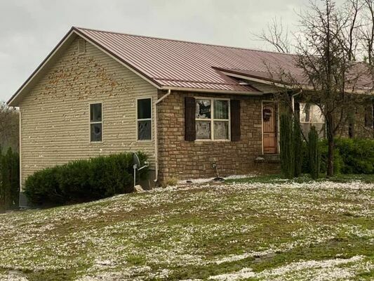 Home of Jackie Hooper damaged from the hail May 3, 2020. (Photo by Jackie Hooper)