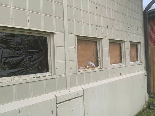 The Avilla school building incurred damage from the hail storm May 3,2020. (Photo courtesy Hannah Andrews)